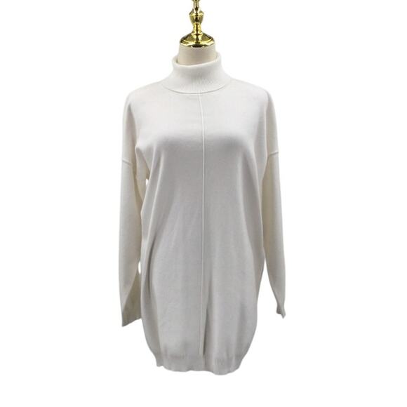 LULU'S L Ivory Toasty Perfection White Turtleneck Mini Sweater Dress NEW B84 - Picture 3 of 9